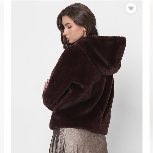 Vero Moda brown faux fur hooded jacket - Picture 2 of 9